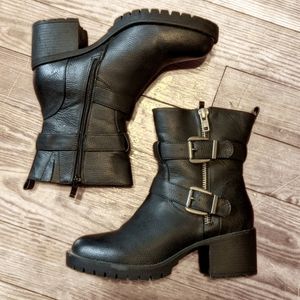 Torrid black faux leather moto boots 9 WW